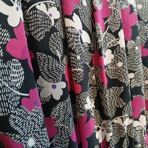 Liz Claiborne Pink and Black Pleated A-Line Dress